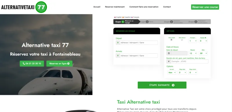 Capture d'écran du site alternativetaxi77.fr