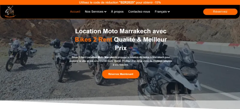 Capture d'écran du site bikes2rent.ma