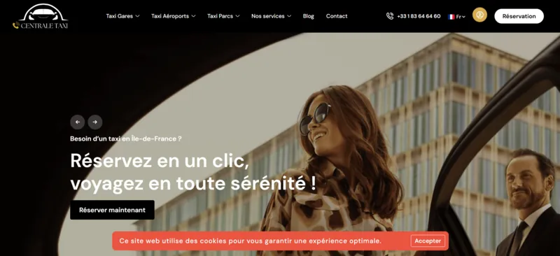 Capture d'écran du site centrale-taxi-cab.fr