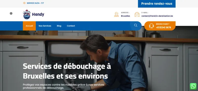 Capture d'écran du site debouchage.franklin-sanitaire.be