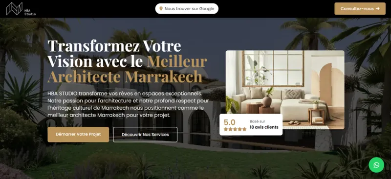 Capture d'écran du site meilleurarchitectemarrakech-hbastudio.net