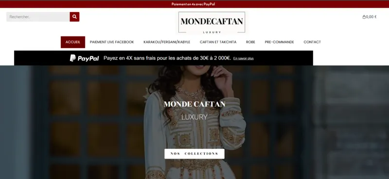 Capture d'écran du site mondecaftan.fr