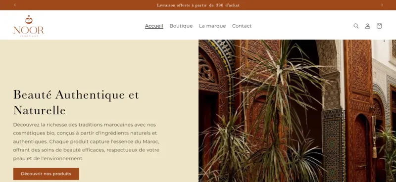 Capture d'écran du site noorcosmetiques.com