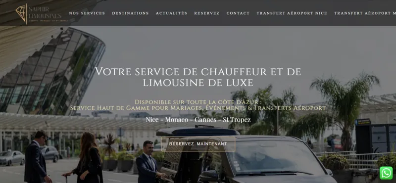 Capture d'écran du site saphir-limousines.com