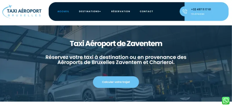Capture d'écran du site taxi-aeroport-bruxelles.be