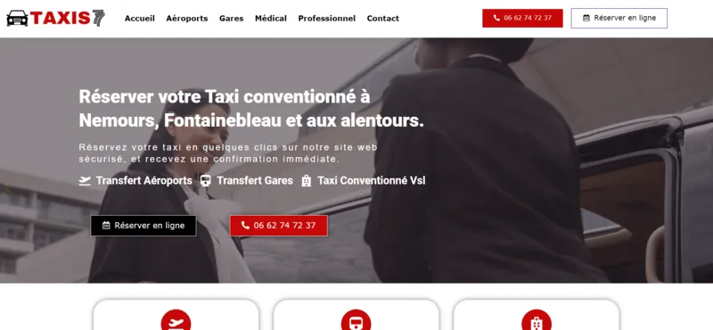 Capture d'écran du site taxis-77.fr