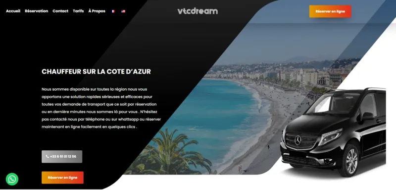Capture d'écran du site vtcdream.fr